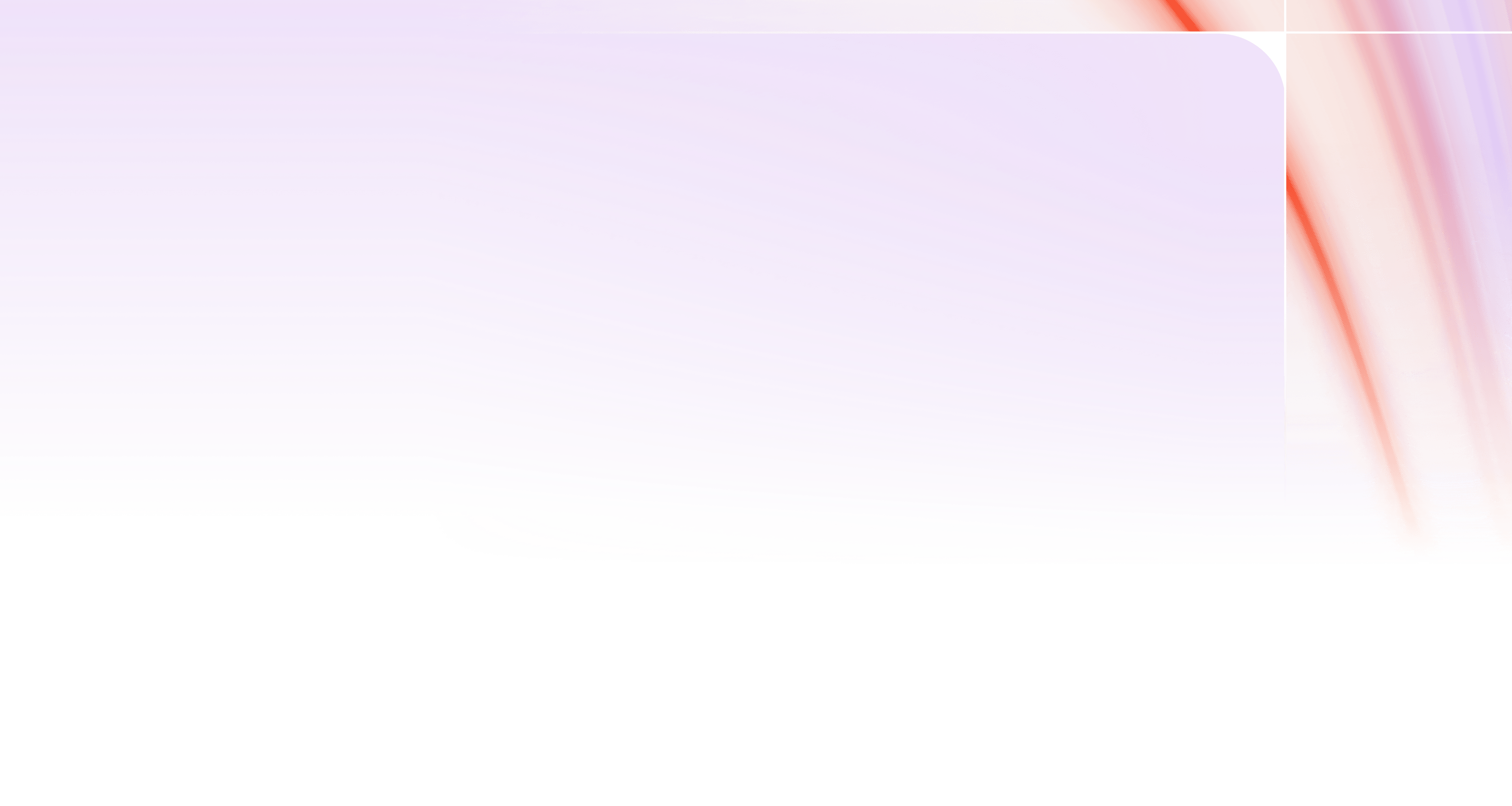 Abstract light purple gradient background with a rounded top left and flowing red and purple lines on the right.
