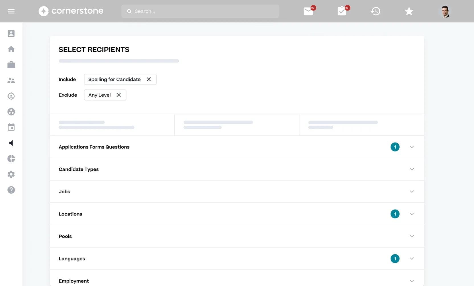 A product screenshot of Cornerstone recruiting.