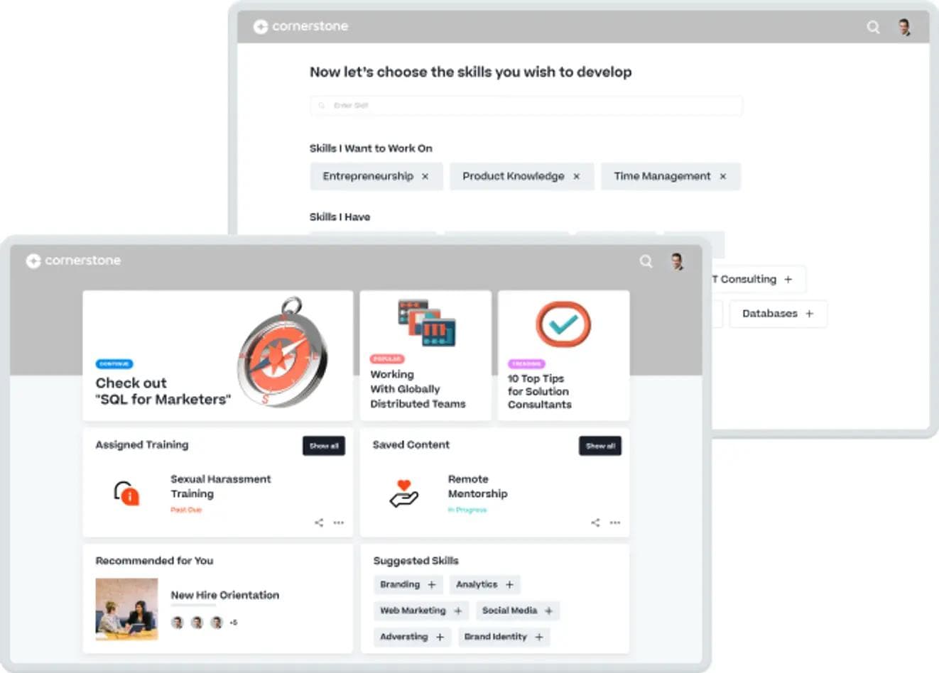 Image of Cornerstone content, and the various courses you can take as a part of the offering.