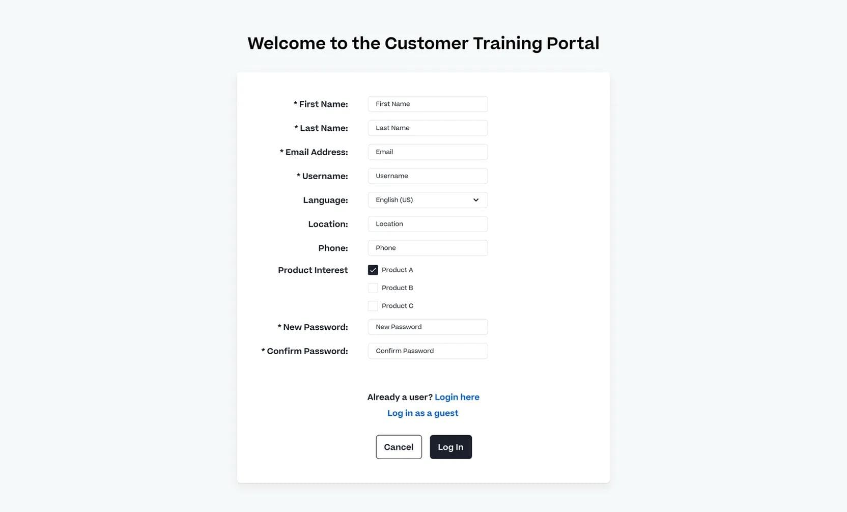 A product screen shot of Cornerstone software, showing a customer training portal.