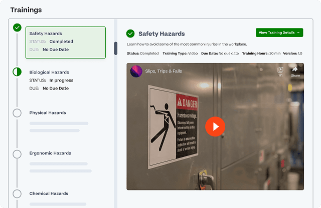 a screenshot of a safety hazards training