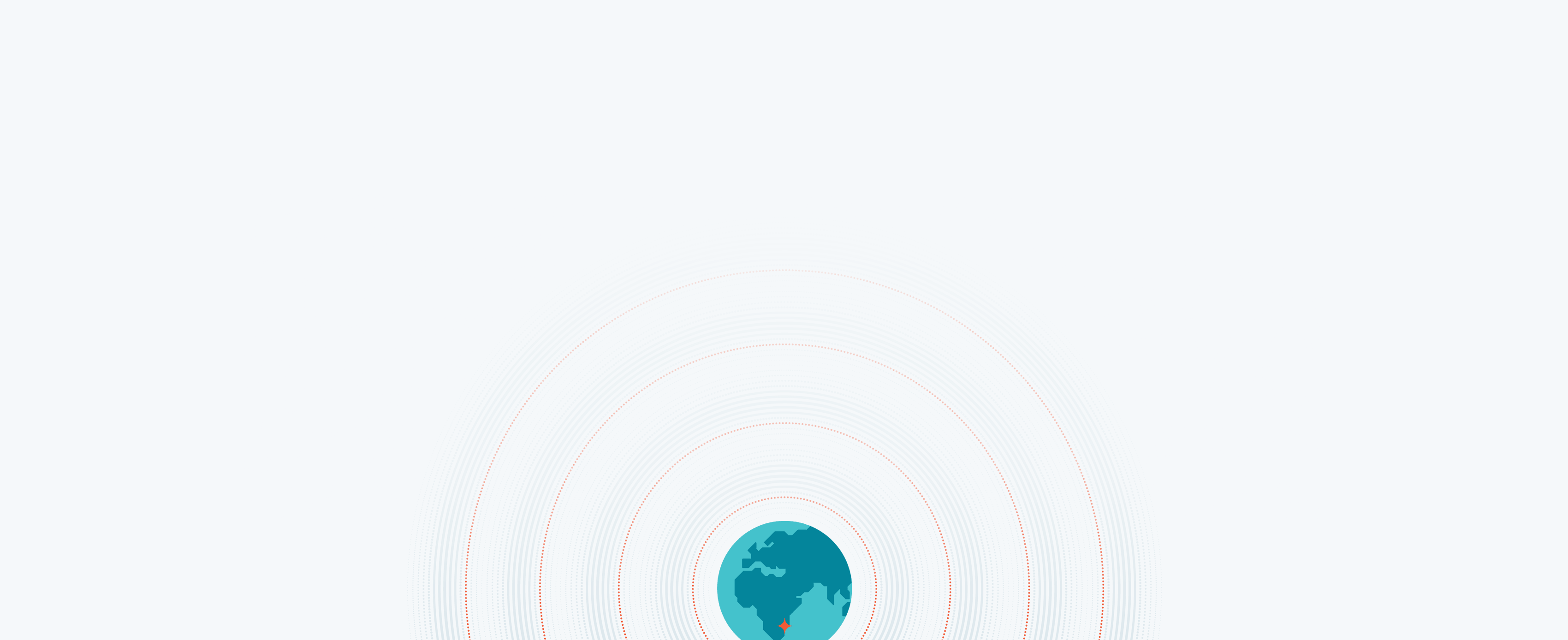 a blue globe is surrounded by red circles on a white background