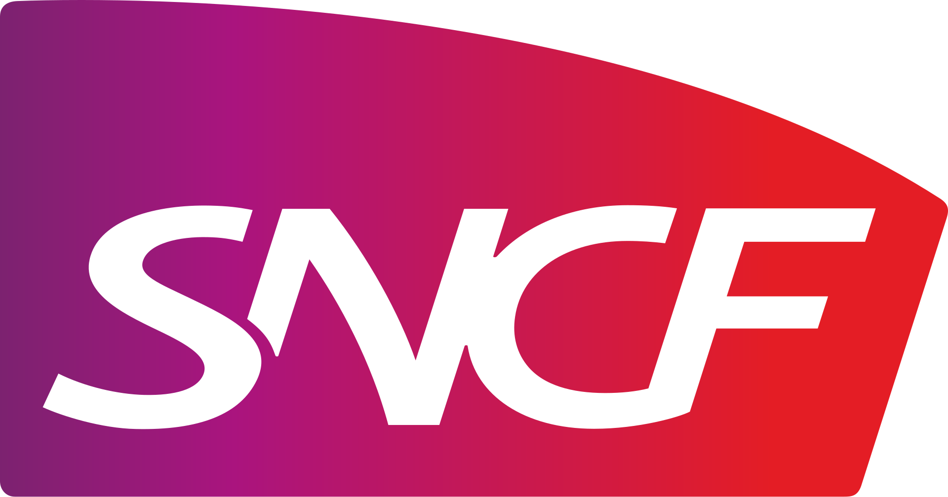 SNCF logo with white text on a purple to red gradient background.